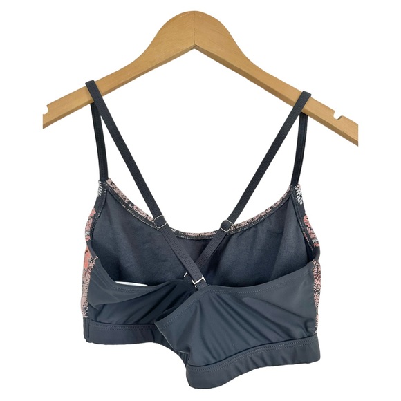Kona Sol Women's Paisley Bralette Bikini Top Gray Pink Adjustable Straps Medium - Picture 9 of 15